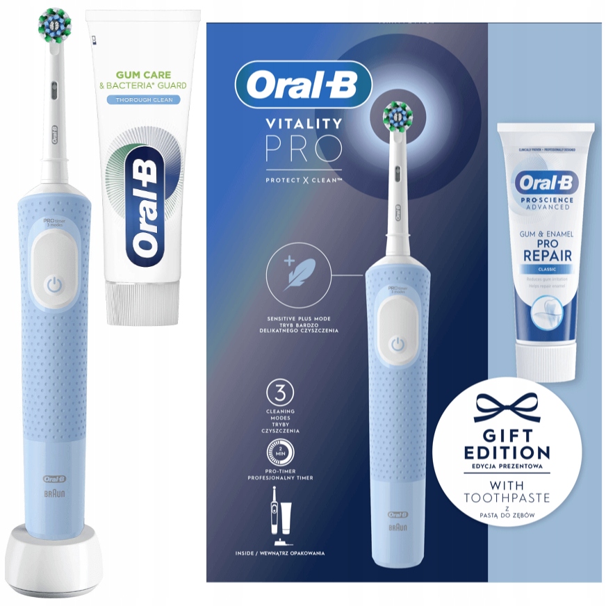 Elektrická zubná kefka Oral-B Vitality D103 Box Blue Gift Edition
